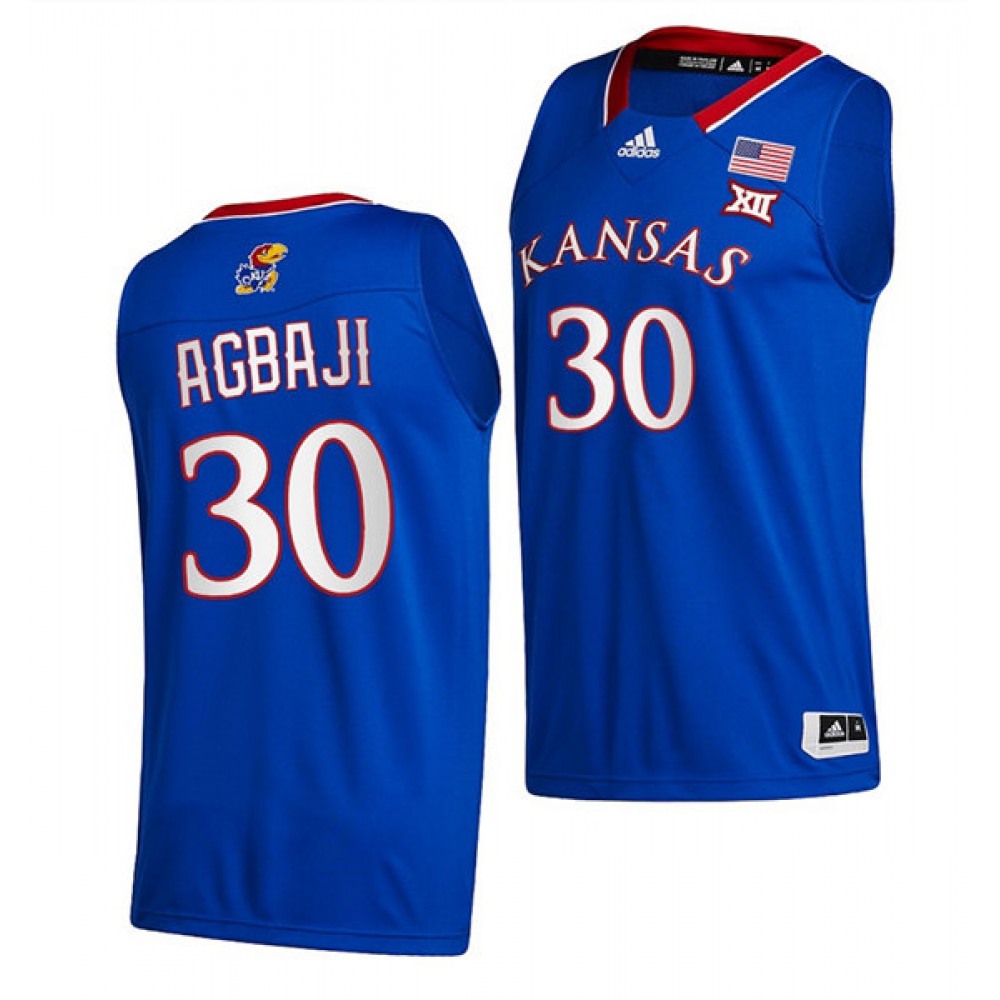 Men's Kansas Jayhawks #30 Ochai Agbaji Royal Basketball Stitched Jersey