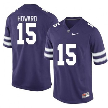 Men's Kansas State Wildcats #15 Will Howard Purple Vapor Stitched Jersey Men's Kansas State Wildcats #15 Will Howard Purple Vapor Stitched Jersey