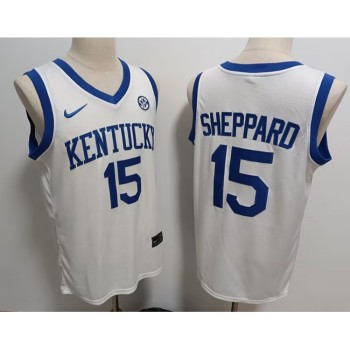 Men's Kentucky Wildcats #15 Reed Sheppard White Stitched Jersey Men's Kentucky Wildcats #15 Reed Sheppard White Stitched Jersey