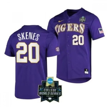 Men's LSU Tigers #20 Paul Skenes Purple Stitched Baseball Jersey Men's LSU Tigers #20 Paul Skenes Purple Stitched Baseball Jersey