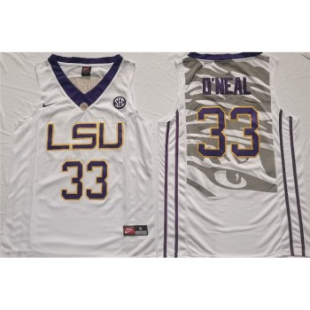 Men's LSU Tigers #33 Shaquille O'Neal White Stitched Jersey Men's LSU Tigers #33 Shaquille O'Neal White Stitched Jersey