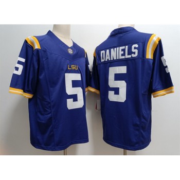 Men's LSU Tigers #5 Jayden Daniels Blue Stitched Jersey Men's LSU Tigers #5 Jayden Daniels Blue Stitched Jersey