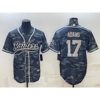 Men's Las Vegas Raiders #17 Davante Adams Grey Camo With Patch Cool Base Stitched Baseball Jersey Men's Las Vegas Raiders #17 Davante Adams Grey Camo With Patch Cool Base Stitched Baseball Jersey