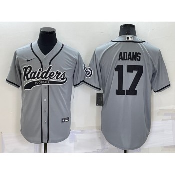 Men's Las Vegas Raiders #17 Davante Adams Grey Cool Base Stitched Baseball Jersey Men's Las Vegas Raiders #17 Davante Adams Grey Cool Base Stitched Baseball Jersey