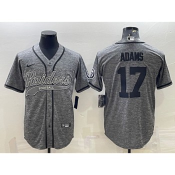 Men's Las Vegas Raiders #17 Davante Adams Grey With Patch Cool Base Stitched Baseball Jersey Men's Las Vegas Raiders #17 Davante Adams Grey With Patch Cool Base Stitched Baseball Jersey