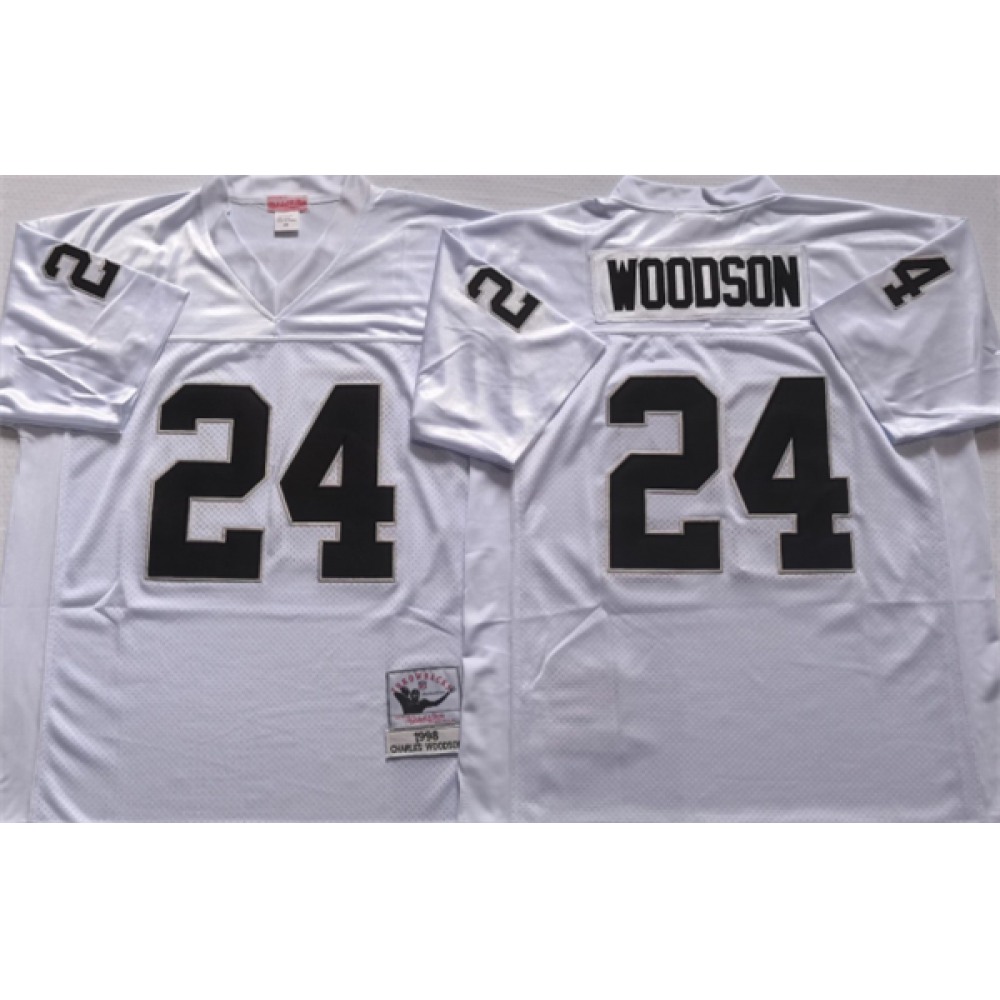 Men's Las Vegas Raiders #24 Charles Woodson White Limited Stitched Jersey