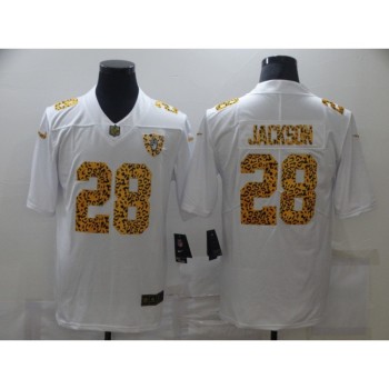 Men's Las Vegas Raiders #28 Josh Jacobs 2020 White Leopard Print Fashion Limited Stitched Jersey Men's Las Vegas Raiders #28 Josh Jacobs 2020 White Leopard Print Fashion Limited Stitched Jersey