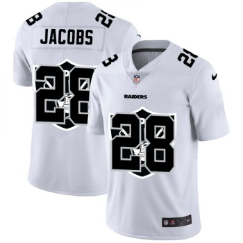 Men's Las Vegas Raiders #28 Josh Jacobs White Shadow Logo Limited Stitched Jersey Men's Las Vegas Raiders #28 Josh Jacobs White Shadow Logo Limited Stitched Jersey