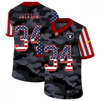 Men's Las Vegas Raiders #34 Bo Jackson Camo USA Flag Limited Stitched Jersey Men's Las Vegas Raiders #34 Bo Jackson Camo USA Flag Limited Stitched Jersey