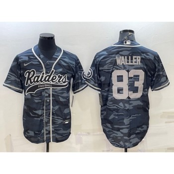 Men's Las Vegas Raiders #83 Darren Waller Grey Camo With Patch Cool Base Stitched Baseball Jersey Men's Las Vegas Raiders #83 Darren Waller Grey Camo With Patch Cool Base Stitched Baseball Jersey