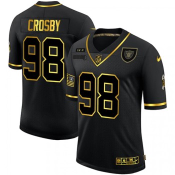 Men's Las Vegas Raiders #98 Maxx Crosby Black/Gold Salute To Service Limited Stitched Jersey Men's Las Vegas Raiders #98 Maxx Crosby Black/Gold Salute To Service Limited Stitched Jersey