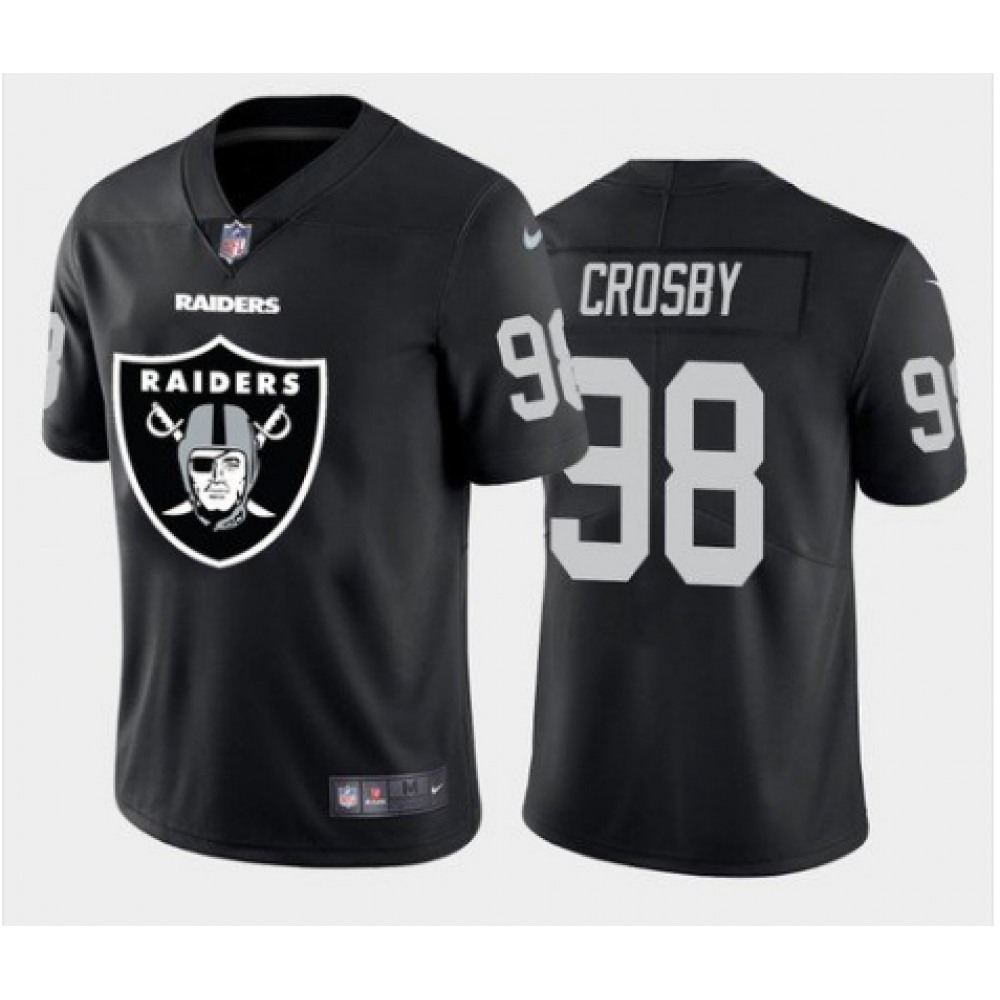 Men's Las Vegas Raiders #98 Maxx Crosby Black Team Big Logo Limited Stitched Jersey