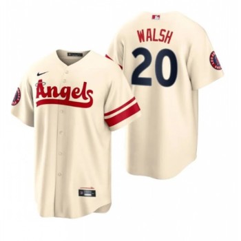 Men's Los Angeles Angels #20 Jared Walsh 2022 Cream City Connect Cool Base Stitched Jersey Men's Los Angeles Angels #20 Jared Walsh 2022 Cream City Connect Cool Base Stitched Jersey