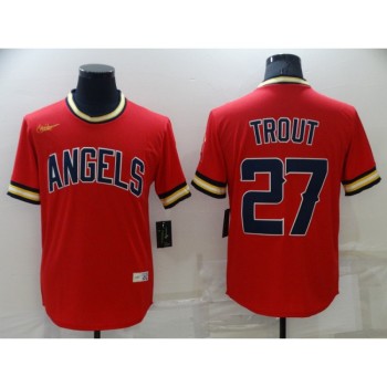 Men's Los Angeles Angels #27 Mike Trout Red Cool Base Stitched Jersey Men's Los Angeles Angels #27 Mike Trout Red Cool Base Stitched Jersey