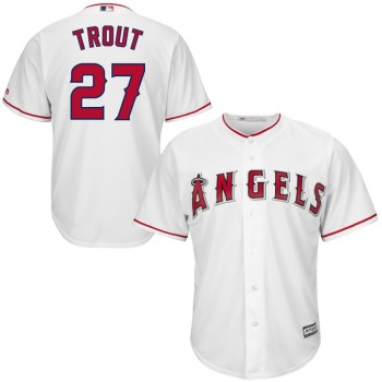 Men's Los Angeles Angels #27 Mike Trout White Cool Base Stitched MLB Jersey Men's Los Angeles Angels #27 Mike Trout White Cool Base Stitched MLB Jersey