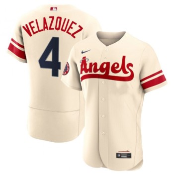 Men's Los Angeles Angels #4 Andrew Velazquez 2022 Cream City Connect Flex Base Stitched Jersey Men's Los Angeles Angels #4 Andrew Velazquez 2022 Cream City Connect Flex Base Stitched Jersey