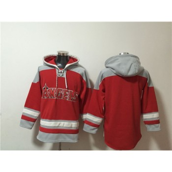 Men's Los Angeles Angels Blank Red Ageless Must-Have Lace-Up Pullover Hoodie Men's Los Angeles Angels Blank Red Ageless Must-Have Lace-Up Pullover Hoodie