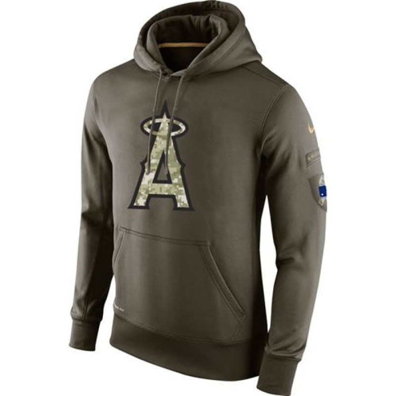 Men's Los Angeles Angels Nike Olive Salute To Service KO Performance Hoodie Men's Los Angeles Angels Nike Olive Salute To Service KO Performance Hoodie