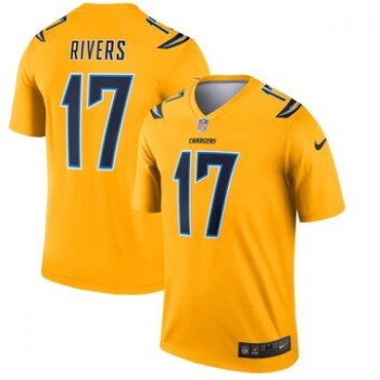 Men's Los Angeles Chargers #17 Philip Rivers Gold Inverted Legend Jersey Men's Los Angeles Chargers #17 Philip Rivers Gold Inverted Legend Jersey