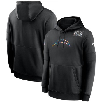 Men's Los Angeles Chargers 2020 Black Crucial Catch Sideline Performance Pullover Hoodie Men's Los Angeles Chargers 2020 Black Crucial Catch Sideline Performance Pullover Hoodie