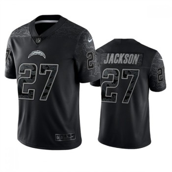 Men's Los Angeles Chargers #27 J.C. Jackson Black Reflective Limited Stitched Football Jersey Men's Los Angeles Chargers #27 J.C. Jackson Black Reflective Limited Stitched Football Jersey