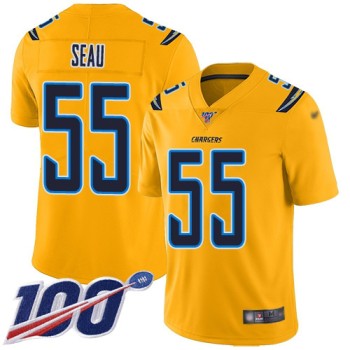 Men's Los Angeles Chargers #55 Junior Seau 2019 Gold 100th Season Inverted Legend Stitched NFL Jersey Men's Los Angeles Chargers #55 Junior Seau 2019 Gold 100th Season Inverted Legend Stitched NFL Jersey