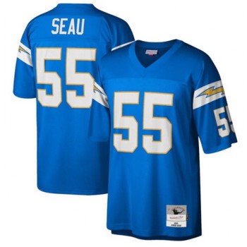 Men's Los Angeles Chargers #55 Junior Seau Blue Stitched Jersey Men's Los Angeles Chargers #55 Junior Seau Blue Stitched Jersey