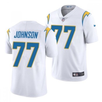 Men's Los Angeles Chargers #77 Zion Johnson White Vapor Untouchable Limited Stitched Jersey Men's Los Angeles Chargers #77 Zion Johnson White Vapor Untouchable Limited Stitched Jersey