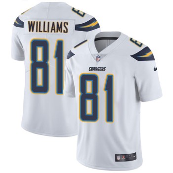 Men's Los Angeles Chargers #81 Mike Williams White Vapor Untouchable Limited Stitched NFL Jersey Men's Los Angeles Chargers #81 Mike Williams White Vapor Untouchable Limited Stitched NFL Jersey