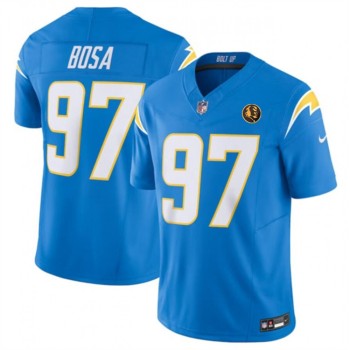 Men's Los Angeles Chargers #97 Joey Bosa Light Blue 2023 F.U.S.E. With John Madden Patch Vapor Limited Stitched Football Jersey Men's Los Angeles Chargers #97 Joey Bosa Light Blue 2023 F.U.S.E. With John Madden Patch Vapor Limited Stitched Football Jersey