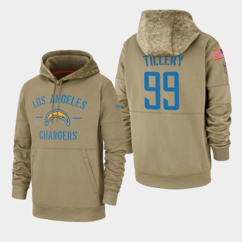 Men's Los Angeles Chargers #99 Jerry Tillery Tan 2019 Salute to Service Sideline Therma Pullover Hoodie Men's Los Angeles Chargers #99 Jerry Tillery Tan 2019 Salute to Service Sideline Therma Pullover Hoodie
