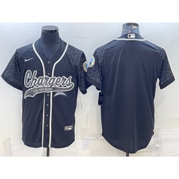 Men's Los Angeles Chargers Blank Black Reflective With Patch Cool Base Stitched Baseball Jersey Men's Los Angeles Chargers Blank Black Reflective With Patch Cool Base Stitched Baseball Jersey