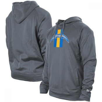 Men's Los Angeles Chargers Gray New Era Training Camp Raglan Pullover Hoodie Men's Los Angeles Chargers Gray New Era Training Camp Raglan Pullover Hoodie