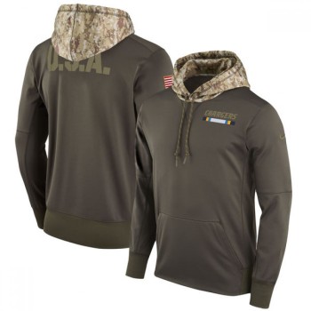 Men's Los Angeles Chargers Olive Salute to Service Sideline Therma Pullover Hoodie Men's Los Angeles Chargers Olive Salute to Service Sideline Therma Pullover Hoodie