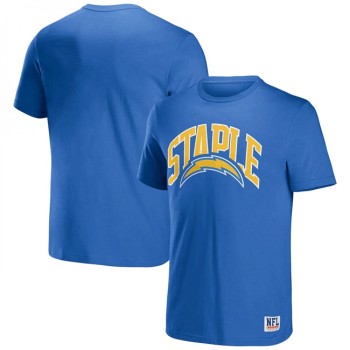 Men's Los Angeles Chargers x Staple Light Blue  Logo Lockup T-Shirt Men's Los Angeles Chargers x Staple Light Blue  Logo Lockup T-Shirt