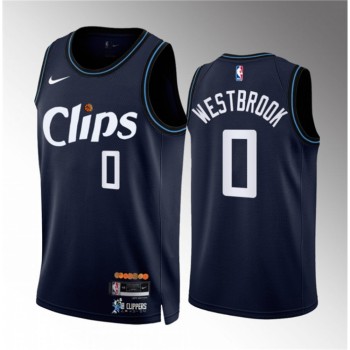 Men's Los Angeles Clippers #0 Russell Westbrook Navy 2023/24 City Edition Stitched Jersey Men's Los Angeles Clippers #0 Russell Westbrook Navy 2023/24 City Edition Stitched Jersey