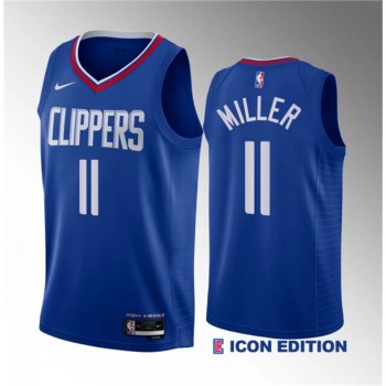 Men's Los Angeles Clippers #11 Jordan Miller Blue 2023 Draft Icon Edition Stitched Jersey Men's Los Angeles Clippers #11 Jordan Miller Blue 2023 Draft Icon Edition Stitched Jersey