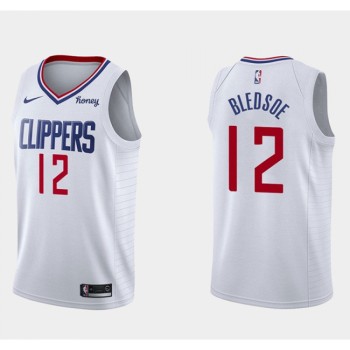 Men's Los Angeles Clippers #12 Eric Bledsoe White Association Edition Stitched Basketball Jersey Men's Los Angeles Clippers #12 Eric Bledsoe White Association Edition Stitched Basketball Jersey