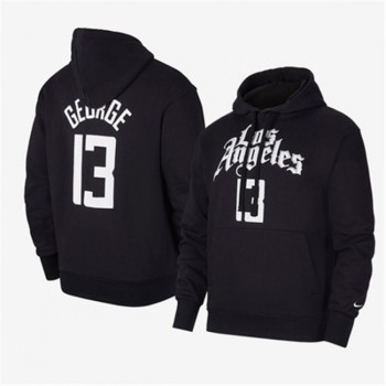 Men's Los Angeles Clippers #13 Paul George 2021 Black Pullover Hoodie Men's Los Angeles Clippers #13 Paul George 2021 Black Pullover Hoodie