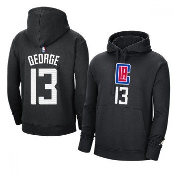 Men's Los Angeles Clippers #13 Paul George 2021 Black Pullover Hoodie Men's Los Angeles Clippers #13 Paul George 2021 Black Pullover Hoodie