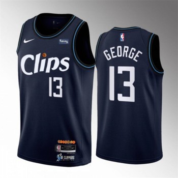 Men's Los Angeles Clippers #13 Paul George Navy 2023-24 City Edition Stitched Jersey Men's Los Angeles Clippers #13 Paul George Navy 2023-24 City Edition Stitched Jersey