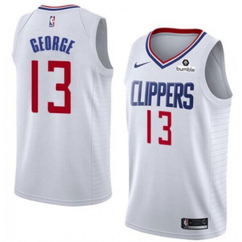Men's Los Angeles Clippers #13 Paul George White Stitched NBA Jersey Men's Los Angeles Clippers #13 Paul George White Stitched NBA Jersey