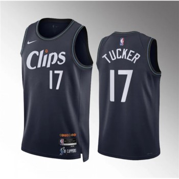 Men's Los Angeles Clippers #17 P.j. Tucker Navy 2023/24 City Edition Stitched Jersey Men's Los Angeles Clippers #17 P.j. Tucker Navy 2023/24 City Edition Stitched Jersey
