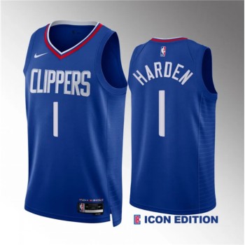 Men's Los Angeles Clippers #1 James Harden Blue Icon Edition Stitched Jersey Men's Los Angeles Clippers #1 James Harden Blue Icon Edition Stitched Jersey
