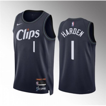 Men's Los Angeles Clippers #1 James Harden Navy 2023/24 City Edition Stitched Jersey Men's Los Angeles Clippers #1 James Harden Navy 2023/24 City Edition Stitched Jersey