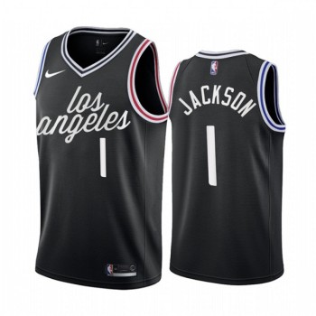 Men's Los Angeles Clippers #1 Reggie Jackson 2022/23 Black City Edition Stitched Jersey Men's Los Angeles Clippers #1 Reggie Jackson 2022/23 Black City Edition Stitched Jersey