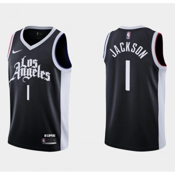 Men's Los Angeles Clippers #1 Reggie Jackson Black City Edition Stitched Basketball Jersey Men's Los Angeles Clippers #1 Reggie Jackson Black City Edition Stitched Basketball Jersey