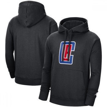 Men's Los Angeles Clippers 2021 Black City Edition Essential Logo Fleece Pullover Hoodie Men's Los Angeles Clippers 2021 Black City Edition Essential Logo Fleece Pullover Hoodie