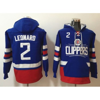 Men's Los Angeles Clippers #2 Kawhi Leonard Blue Lace-Up Pullover Hoodie Men's Los Angeles Clippers #2 Kawhi Leonard Blue Lace-Up Pullover Hoodie