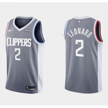 Men's Los Angeles Clippers #2 Kawhi Leonard Grey and White Stitched NBA Jersey Men's Los Angeles Clippers #2 Kawhi Leonard Grey and White Stitched NBA Jersey